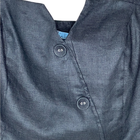 Anthropologie Eva Franco Black Linen Cropped Top & Shorts 2 Piece Set Size 12 - Picture 13 of 16